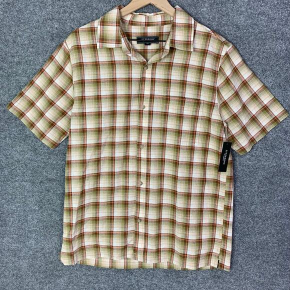 NEW Liverpool Los Angeles Mens Short Sleeve Plaid Button Up‎ Shirt SZ M - Picture 1 of 7